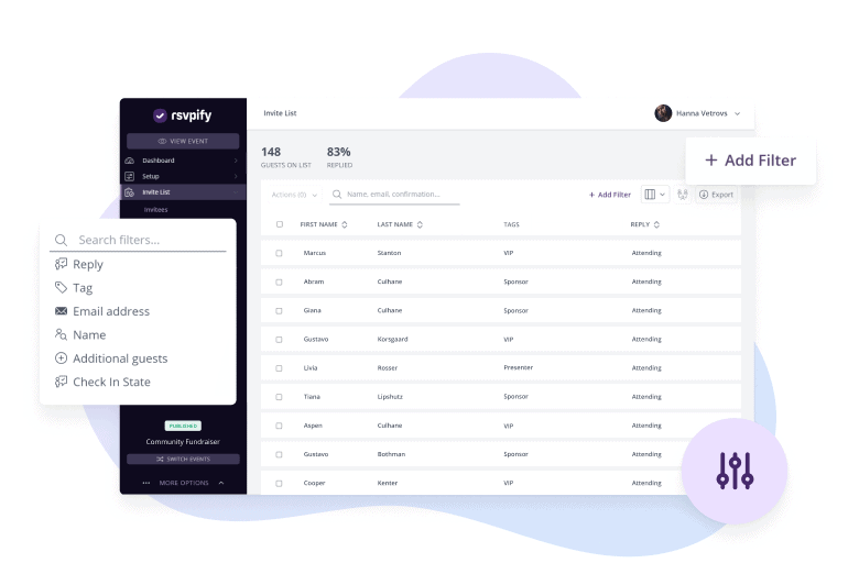 Guest list management interface